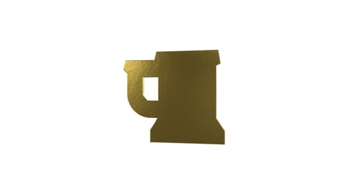 Rotating Golden Coffee Mug 3D Icon