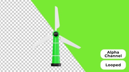 3D Animated Wind Turbine Renewable Energy Icon