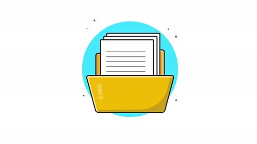 4K Open Folder with Document. Cloud Storage Concept Animation Video