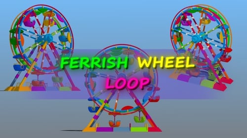 Colorful Looping Ferris Wheel Animation with Alpha Channel