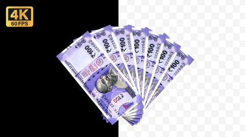 Indian Rupee 100 Notes Fanning Out Animation