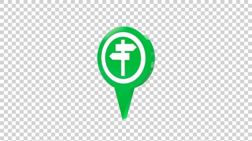 Road Direction Map Location Pin Green