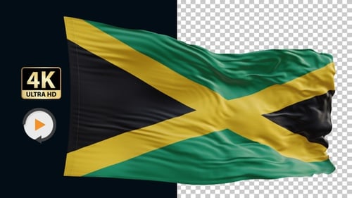 Realistic Waving Jamaican Flag 3D Animation