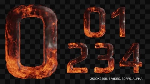 Numbers Fire Lava Style (0-4)