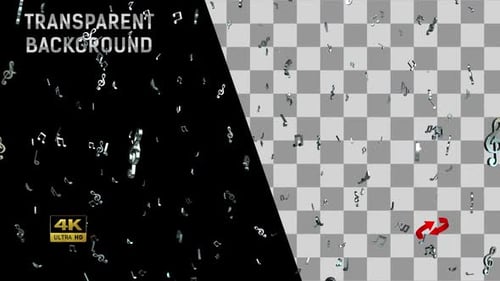 Falling Metallic Music Notes Animated Overlay