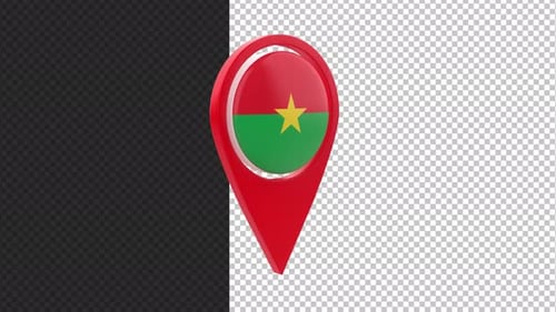 Burkina Faso Flag 3D Map Pin Rotating Animation