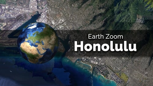 Honolulu (Hawaii) Earth Map Zoom to the City from Space