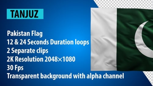 Seamless Loop of Waving Pakistan Flag with Alpha Channel