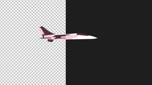 Fighter Jet Missile Launch Animation Side View Alpha Looped