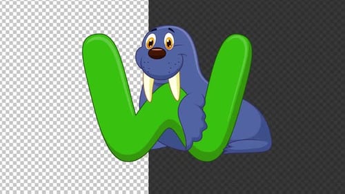 Tier-Alphabet-Buchstabe W mit Walross