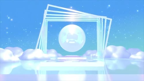 Surrealist Glossy Square Rings And A Ball