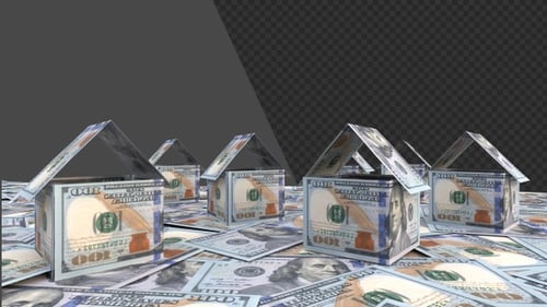 3D Animation of Investing in real estate yields profits | Alpha Channel