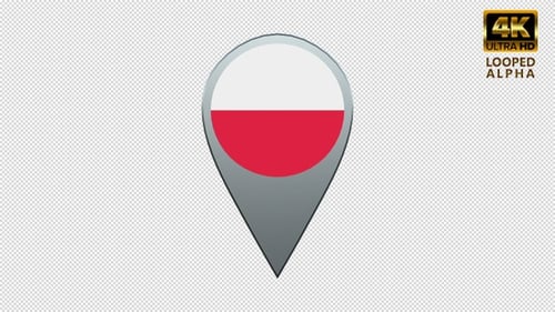 3D Rotating Map Pin with Poland Flag Icon