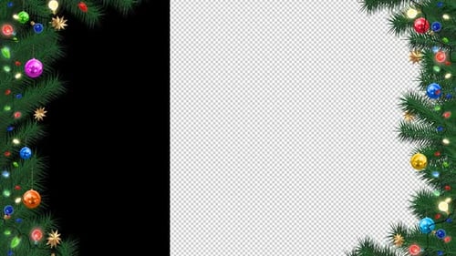 Animated Christmas Garland Frame with Ornaments and Lights