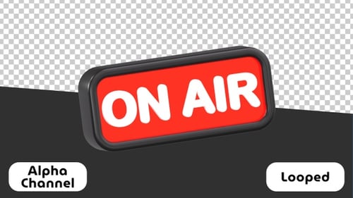 Placa de señalización 3D On Air para Broadcasting Loop | Alpha Channel