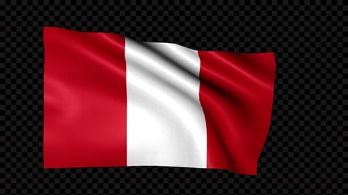 Peruvian Flag Waving Loop with Alpha Channel