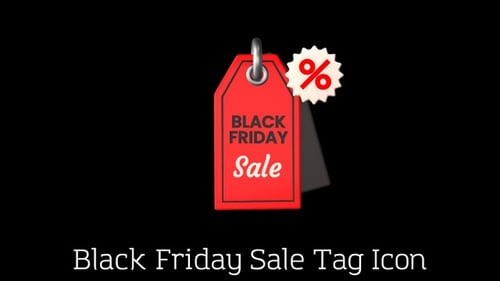 3D Animated Black Friday Sale Price Tag with Discount Symbol