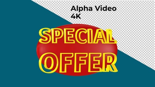 Animated 3D Special Offer Text on Red Oval