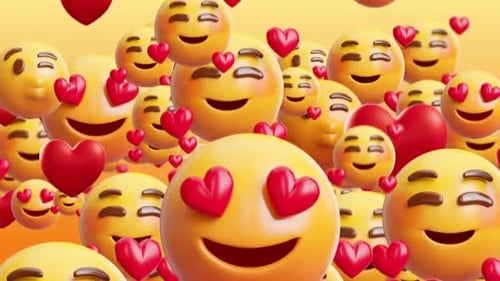 Love and hearts emoji transtition with premultiplied alpha channel