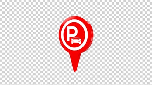 Animated 3D Parking Location Pin Map Icon Reveal