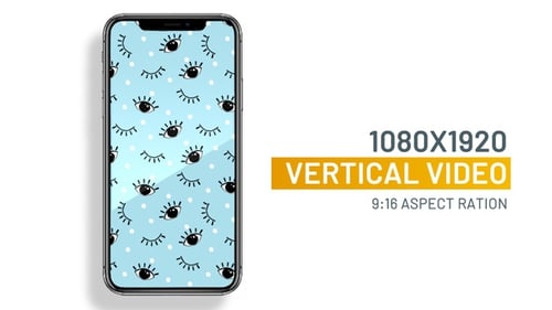 Cute Hand-Drawn Eye Pattern Looping Vertical Animation