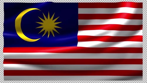 Malaysia Flag Waving Wave Silk Fabric Seamless Loop Looped Fast Alpha Channel Flutter Fluttering
