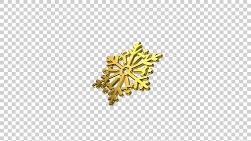 Golden 3D Snowflake Rotating V18
