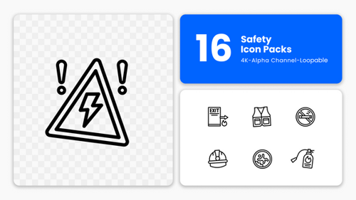 Safety Animated Icon Pack – Evacuation, Alarms, PPE (Loopable 4K)