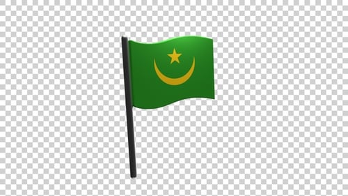 Mauritania Flag Waving Animation with Alpha Channel