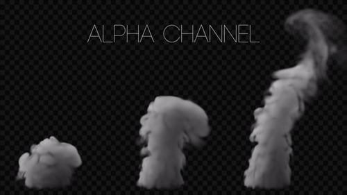 Realistic White Smoke Plume Rising with Alpha Channel