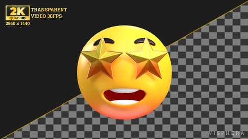 Animated 3D Emoji Surprised to Star-Struck Expression Loop