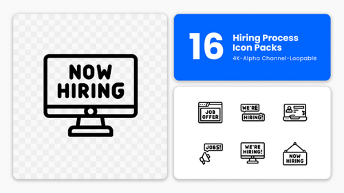 Animated Hiring Process Line Icons Pack