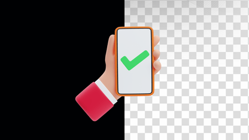 3D Animation of Hand Holding Smartphone with Approval Checkmark