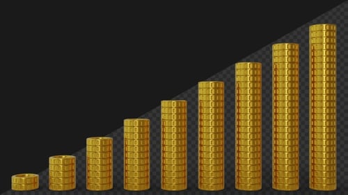 3D Gold Coins Stacking Animation for Financial Growth