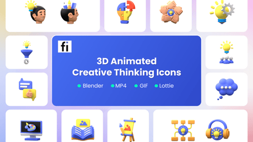 3D Animated Creative Thinking Icon Set