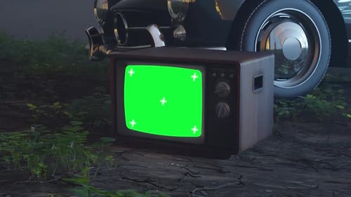 Old Tv Mockup Green Screen
