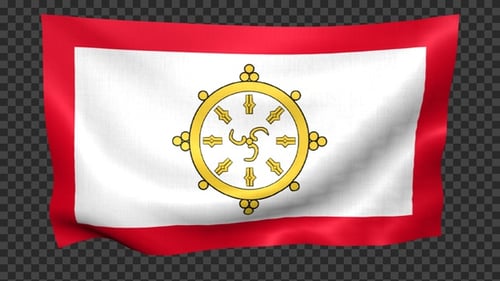 Die Flagge von Sikkim weht in einer Schleife