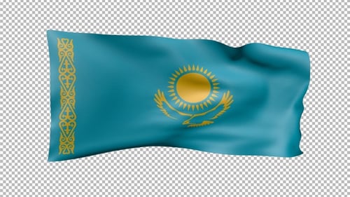 Realistic Waving Flag of Kazakhstan Animation