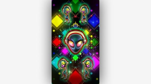 Psychedelic Neon Alien Headphone Party Background
