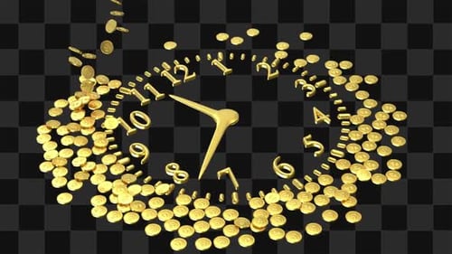 Time Is Money Gold Clock Coins