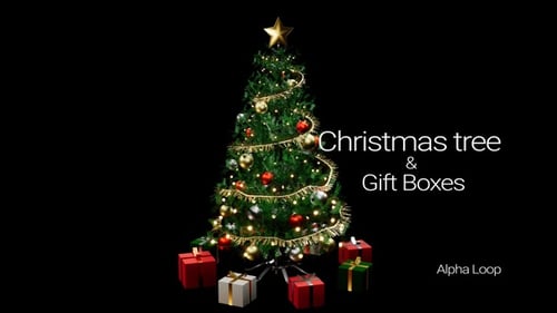 Animated Christmas Tree with Sparkling Lights and Gift Boxes
