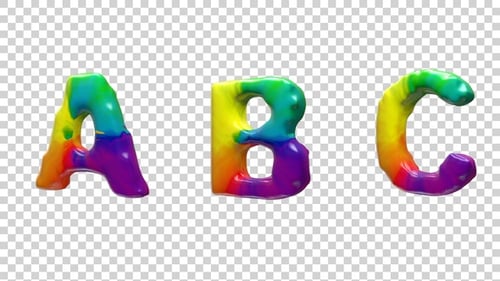 Vibrant Fluid Rainbow Alphabet Letters Animated Reveal