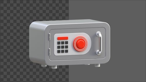 3D Secure Safebox mit Knöpfen und Schlüsselschloss im Inneren | Alpha Channel