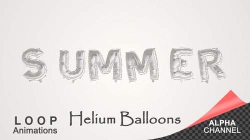 Animated Silver Foil Balloon Letters Spelling 'SUMMER'