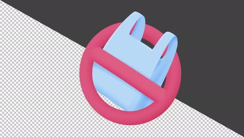 Eco-Friendly No Plastic Bag 3D Icon Animation