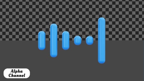 Blue 3D Audio Waveform Animation Loop | Alpha Channel