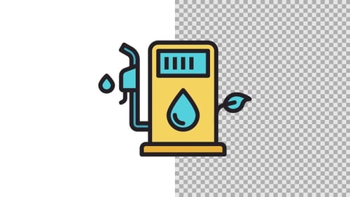 Flat Design Animation of Eco-Friendly Fuel Pump Icon
