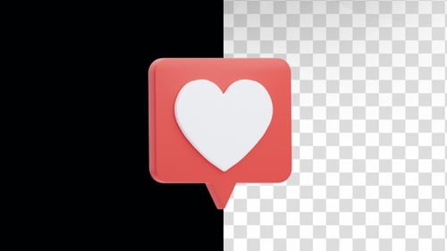 3D-Animation einer Like-Benachrichtigung mit Herz