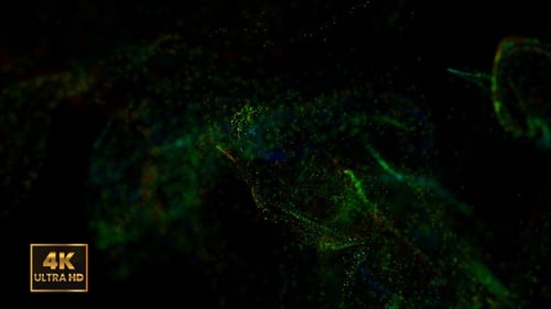 Abstract Green Particle Fluid Flow Background Animation