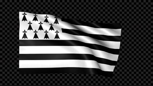 Waving Brittany Flag Animation with Alpha Channel